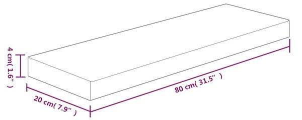 VidaXL Ράφι 80x20x4 εκ. από Ακατέργαστο Μασίφ Ξύλο Δρυός