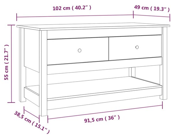 VidaXL Τραπεζάκι Σαλονιού Γκρί 102 x 49 x 55 εκ. από Μασίφ Ξύλο Πεύκου