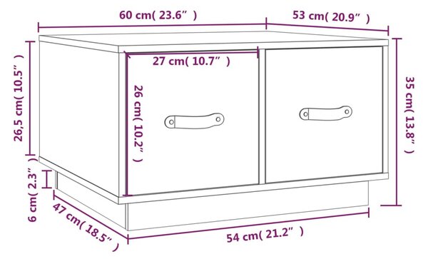 VidaXL Τραπεζάκι Σαλονιού 60 x 53 x 35 εκ. από Μασίφ Ξύλο Πεύκου