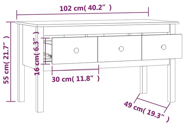 VidaXL Τραπεζάκι Σαλονιού Λευκό 102x49x55 εκ. από Μασίφ Ξύλο Πεύκου