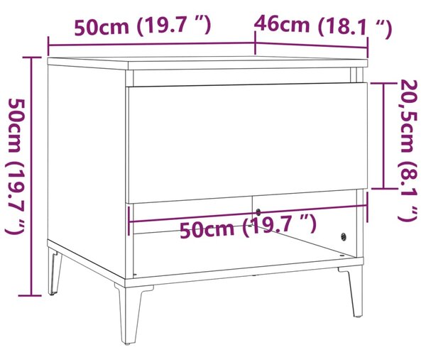 VidaXL Βοηθητικό Τραπέζι Γκρι Sonoma 50x46x50 εκ. Επεξεργασμένο Ξύλο