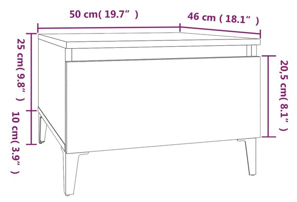 VidaXL Τραπέζι Βοηθητικό Γκρι Sonoma 50x46x35 εκ. Επεξεργασμένο Ξύλο