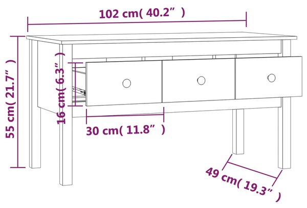 VidaXL Τραπεζάκι Σαλονιού 102 x 49 x 55 εκ. από Μασίφ Ξύλο Πεύκου