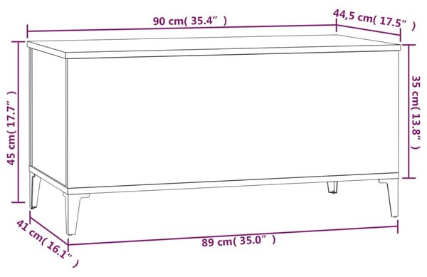 VidaXL Τραπεζάκι Σαλονιού Καπνιστή Δρυς 90x44,5x45 εκ. Επεξ. Ξύλο