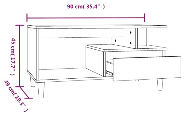 VidaXL Τραπεζάκι Σαλονιού Γκρι Σκυρ. 90x49x45 εκ. Επεξεργασμένο Ξύλο