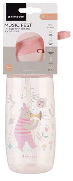 Παγούρι 450ml Με Καλαμάκι Kikka Boo Music Fest Clear Pink