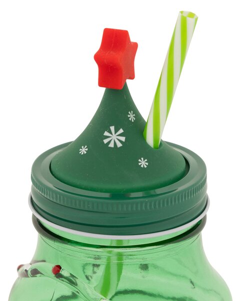 Χριστουγεννιάτικο Ποτήρι Με Καλαμάκι 500ml A-S Xmas Tree Green 208690