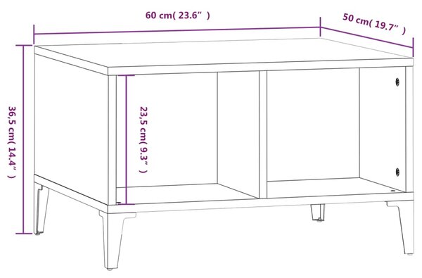 VidaXL Τραπεζάκι Σαλονιού Γυαλ. Λευκό 60x50x36,5 εκ. Επεξεργ. Ξύλο