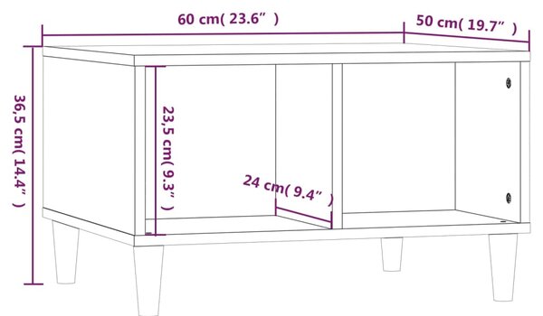 VidaXL Τραπεζάκι Σαλονιού Λευκό 60x50x36,5 εκ. από Επεξεργασμένο Ξύλο