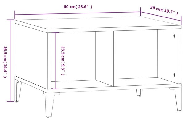 VidaXL Τραπεζάκι Σαλονιού Καπνιστή Δρυς 60x50x36,5εκ. Επεξεργασμ. Ξύλο