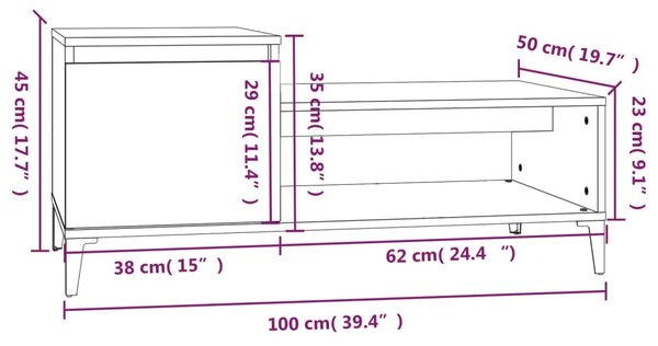 VidaXL Τραπεζάκι Σαλονιού Sonoma Δρυς 100x50x45 εκ. Επεξεργασμένο Ξύλο