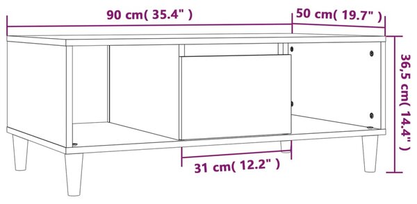 VidaXL Τραπεζάκι Σαλονιού Γκρι Σκυρ. 90x50x36,5 εκ. Επεξεργ. Ξύλο