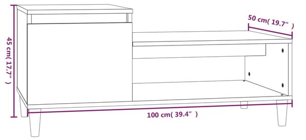 VidaXL Τραπεζάκι Σαλονιού Καφέ Δρυς 100x50x45 εκ. Επεξεργασμ. Ξύλο