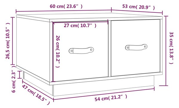 VidaXL Τραπεζάκι Σαλονιού Γκρι 60x53x35 εκ. από Μασίφ Ξύλο Πεύκου