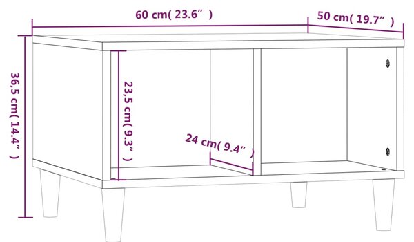 VidaXL Τραπεζάκι Σαλονιού Καπνιστή Δρυς 60x50x36,5εκ. Επεξεργασμ. Ξύλο