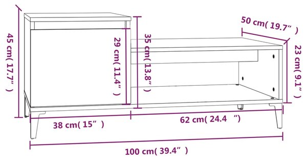 VidaXL Τραπεζάκι Σαλονιού Λευκό 100x50x45 εκ. Επεξεργασμένο Ξύλο