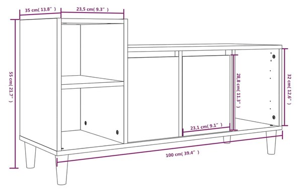 VidaXL Έπιπλο Τηλεόρασης Καφέ Δρυς 100x35x55 εκ. Επεξεργασμένο Ξύλο