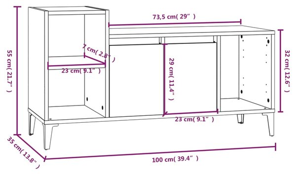 VidaXL Έπιπλο Τηλεόρασης Μαύρο 100x35x55 εκ. Επεξ. Επεξεργασμένο Ξύλο