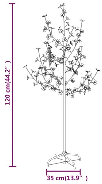VidaXL Δέντρο Κερασιά με 84 LED Θερμό Λευκό 120 εκ