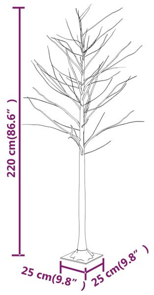 VidaXL Δέντρο Λευκή Σημύδα με 128 LED Θερμό Λευκό 220 εκ