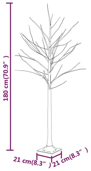 VidaXL Δέντρο Λευκή Σημύδα με 96 LED Θερμό Λευκό 180 εκ