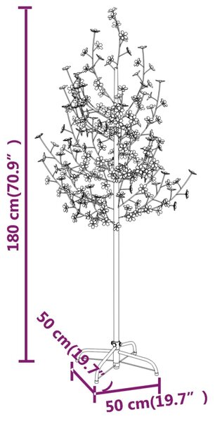 VidaXL Δέντρο Κερασιά με 200 LED Θερμό Λευκό 180 εκ