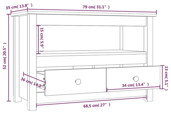 VidaXL Έπιπλο Τηλεόρασης 79 x 35 x 52 εκ. από Μασίφ Ξύλο Πεύκου