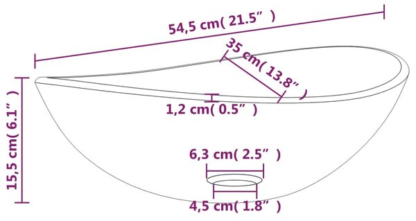 VidaXL Νιπτήρας Λευκός 54,5 x 35 x 15,5 εκ. από Ψημένο Γυαλί