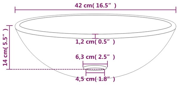 VidaXL Νιπτήρας Λευκός 42 x 14 εκ. από Ψημένο Γυαλί