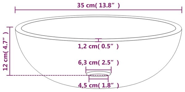 VidaXL Νιπτήρας Μαύρος 35 x 12 εκ. από Ψημένο Γυαλί