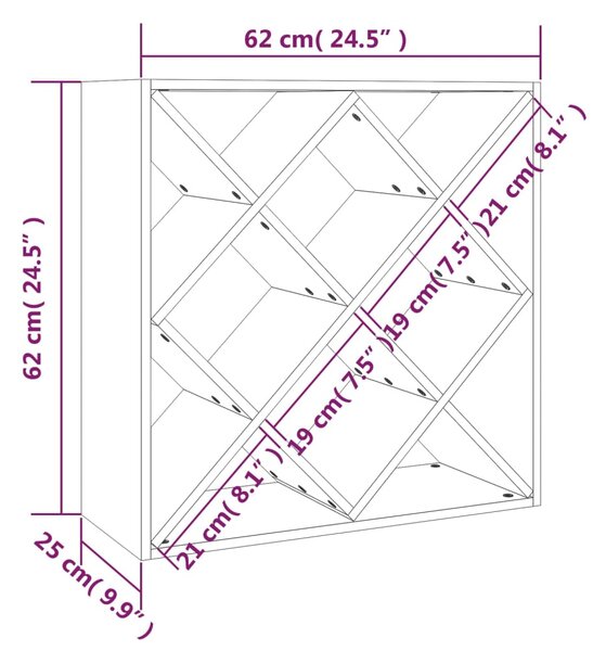 VidaXL Κάβα Κρασιών Μελί 62 x 25 x 62 εκ. από Μασίφ Ξύλο Πεύκου