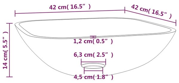 VidaXL Νιπτήρας Χρυσός 42x42x14 εκ. Γυάλινος