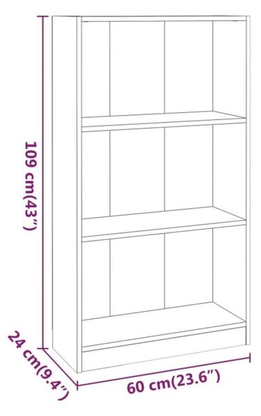 VidaXL Βιβλιοθήκη Γκρι Sonoma 60 x 24 x 109 εκ. από Επεξεργασμένο Ξύλο