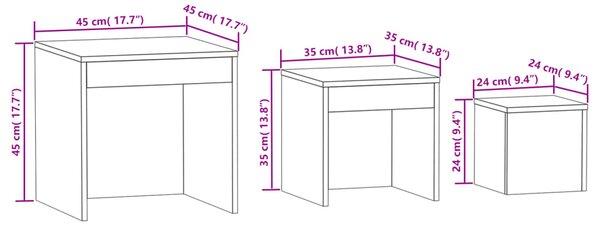 VidaXL Τραπεζάκια Ζιγκόν 3 τεμ. Γκρι Sonoma από Επεξεργασμένο Ξύλο