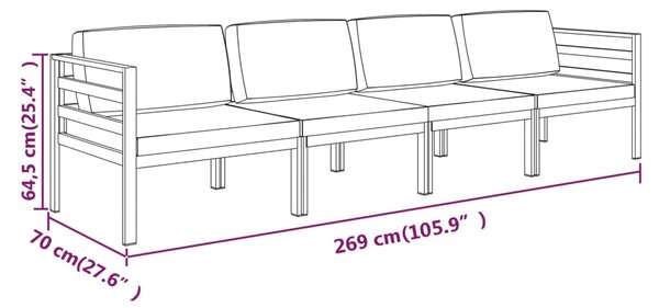 VidaXL Σαλόνι Κήπου 4 Τεμαχίων Ανθρακί Αλουμινίου με Μαξιλάρια