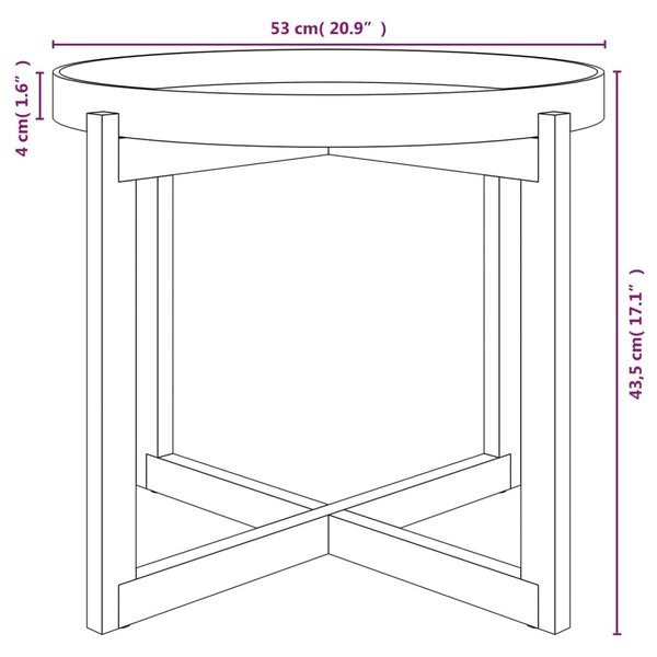 VidaXL Τραπεζάκι Σαλονιού Γκρι 53x53x43,5 εκ. Επεξ. Ξύλο&Μασίφ Πεύκο