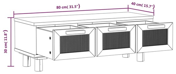 VidaXL Τραπεζάκι Σαλονιού Καφέ 80x40x30 εκ. Επεξ. Ξύλο & Μασίφ Πεύκο