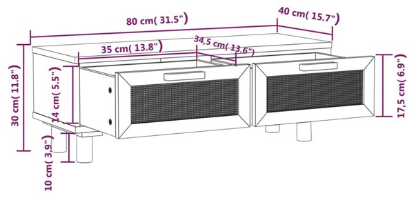 VidaXL Τραπεζάκι Σαλονιού Καφέ 80x40x30 εκ. Επεξ. Ξύλο & Μασίφ Πεύκο