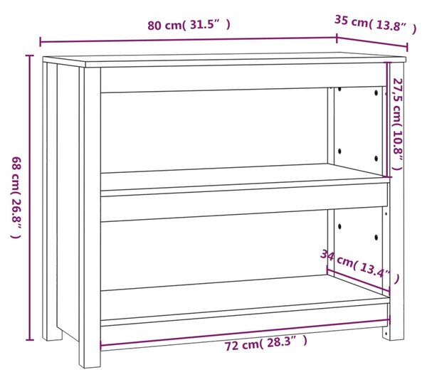 VidaXL Βιβλιοθήκη 80 x 35 x 68 εκ. από Μασίφ Ξύλο Πεύκου