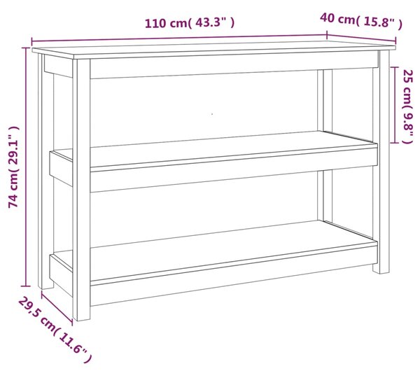 VidaXL Τραπέζι κονσόλα Καφέ μελί 110x40x74 εκ. Μασίφ Ξύλο Πεύκου