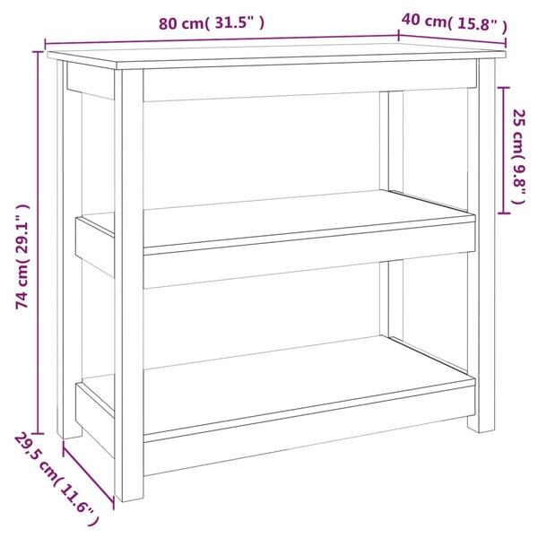 VidaXL Τραπέζι Κονσόλα Μαύρος 80x40x74 εκ. από Μασίφ Ξύλο Πεύκου