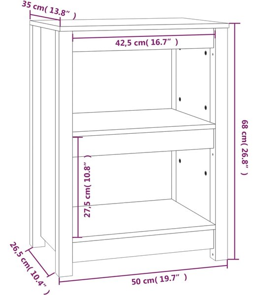 VidaXL Βιβλιοθήκη Λευκή 50x35x68 εκ. από Μασίφ Ξύλο Πεύκου