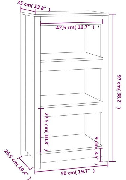 VidaXL Βιβλιοθήκη 50x35x97 εκ. από Μασίφ Ξύλο Πεύκου