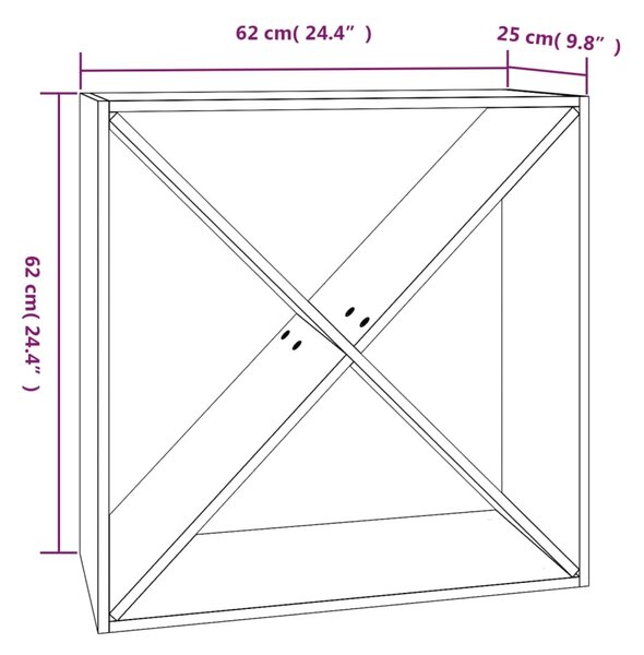 VidaXL Κάβα Κρασιών Γκρι 62 x 25 x 62 εκ. από Μασίφ Ξύλο Πεύκου