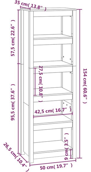 VidaXL Βιβλιοθήκη 50 x 35 x 154 εκ. από Μασίφ Ξύλο Πεύκου