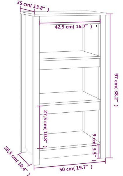 VidaXL Βιβλιοθήκη Λευκή 50x35x97 εκ. από Μασίφ Ξύλο Πεύκου