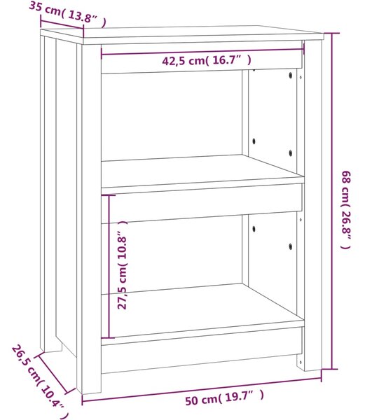 VidaXL Βιβλιοθήκη 50 x 35 x 68 εκ. από Μασίφ Ξύλο Πεύκου