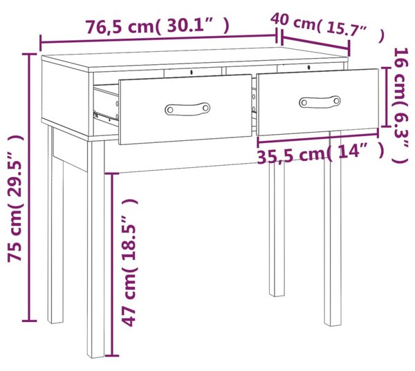 VidaXL Τραπέζι κονσόλα Καφέ μελί 76,5x40x75 εκ. Μασίφ Ξύλο Πεύκου