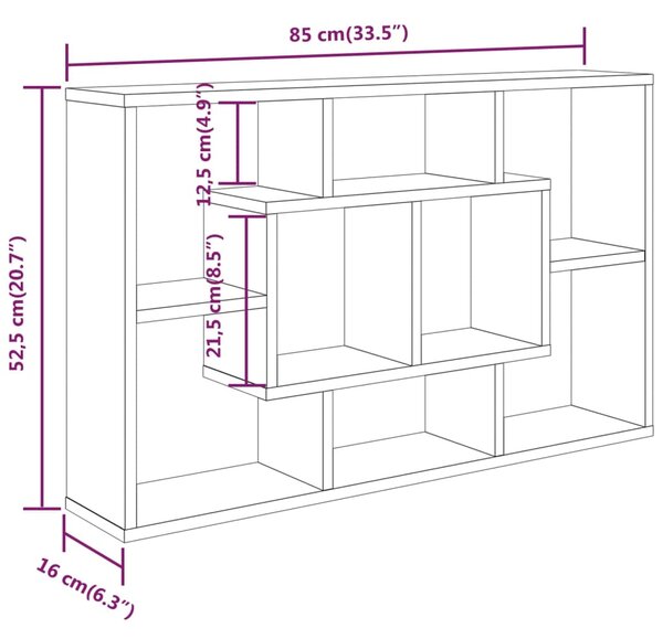 VidaXL Ραφιέρα Τοίχου Sonoma Δρυς 85x16x52,5 εκ. Επεξεργασμένο Ξύλο
