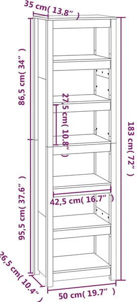 VidaXL Βιβλιοθήκη 50x35x183 εκ. από Μασίφ Ξύλο Πεύκου